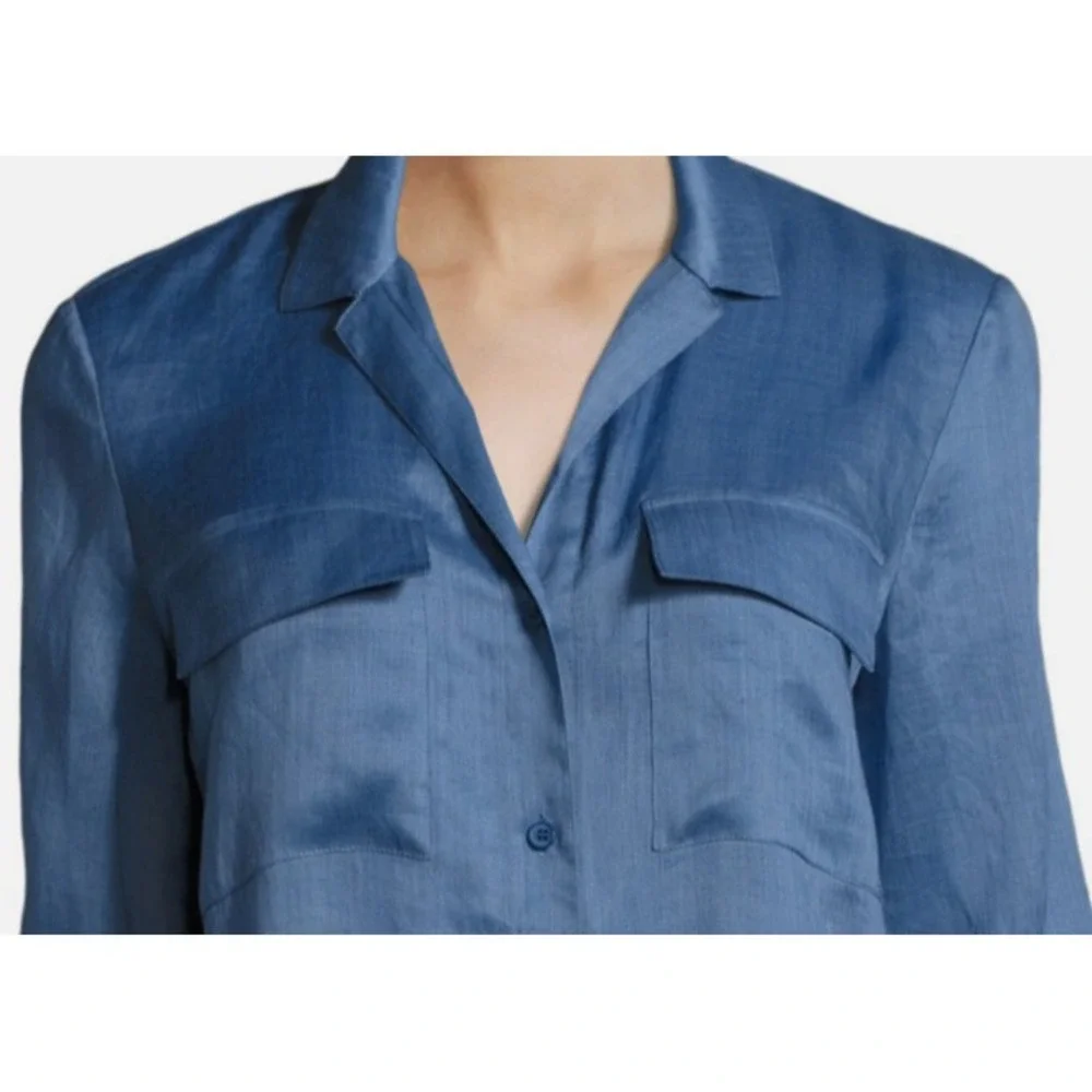 Lafayette 148 Button Down Blouse XS $298 Quiet Luxury Lightweight - Picture 3 of 13